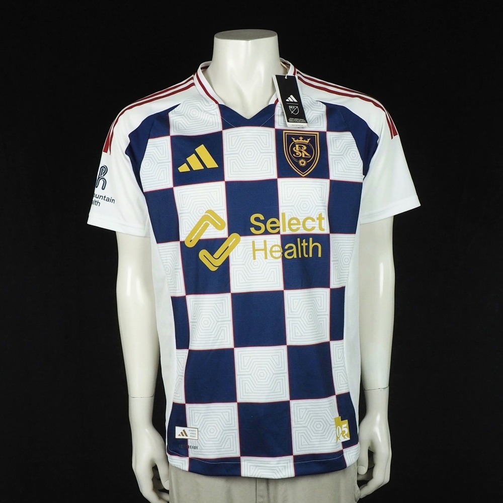 New Adidas Team Real Salt Lake MLS Soccer Jersey Mens Large White RSL Slim Fit